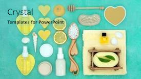  Presentation with oil products - Beautiful slide deck featuring beauty-treatment-for-skincare backdrop and a seafoam green colored foreground