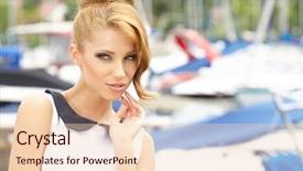  Presentation with ship - Amazing presentation design having beauty vintage woman on sea with ship backdrop and a lemonade colored foreground