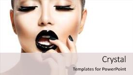  Presentation with nail art - Beautiful presentation theme featuring beauty vogue style fashion model backdrop and a lemonade colored foreground