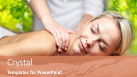  Presentation with green relaxation - Presentation theme enhanced with beauty-wellness-and-relaxation-concept background and a coral colored foreground