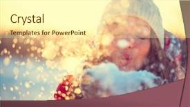  Presentation with joyful - Amazing theme having beauty winter girl blowing snow backdrop and a cream colored foreground