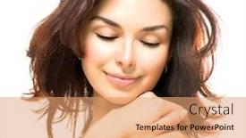  Presentation with skincare - Slide set with beauty woman beautiful young female background and a coral colored foreground