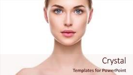  Presentation with beautiful skin - Audience pleasing presentation design consisting of beauty woman face portrait beautiful backdrop and a lemonade colored foreground