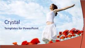  Presentation with cosmetics beauty cosmetic white - Theme having beauty woman in poppy field background and a sky blue colored foreground