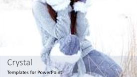  Presentation with scenery - Audience pleasing presentation theme consisting of beauty woman in the winter scenery backdrop and a light blue colored foreground