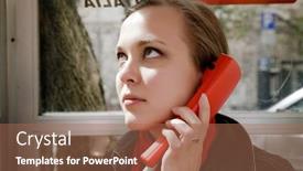  Presentation with old telephone - Presentation design enhanced with beauty woman it telephone box old italy series background and a coral colored foreground