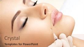  Presentation with injection plastic - PPT layouts with beauty-woman-makes-botox-injections background and a coral colored foreground