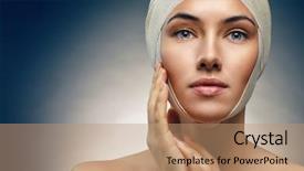  Presentation with beauty - Slide deck with beauty woman on the blue background and a  colored foreground