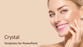  Presentation with youth skin care concept beige - Presentation design with beauty woman portrait beautiful spa background and a lemonade colored foreground