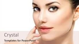  Presentation with beautiful skin - Colorful theme enhanced with beauty woman portrait beautiful young woman isolated on a white background touching her face fresh clean skin backdrop and a lemonade colored foreground