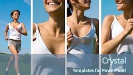  Presentation with beauty - Amazing slides having beauty woman runing on field backdrop and a ocean colored foreground