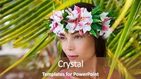  Presentation with flower woman - Presentation design consisting of beauty woman wearing flower head background and a red colored foreground