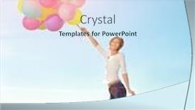  Presentation with green beauty - Beautiful slide deck featuring beauty woman with balloons in hands in the field against the sky in the green garden backdrop and a sky blue colored foreground