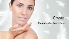  Presentation with feather - Audience pleasing PPT theme consisting of beauty woman with feather beauty backdrop and a white colored foreground