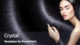  Presentation with cosmetics beauty - Theme having beautiful long hair beauty woman background and a dark gray colored foreground