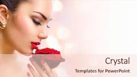  Presentation with nails manicure - Slides with beauty woman with red rose background and a lemonade colored foreground