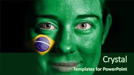  Presentation with brazil - Theme having beauty woman with the flag background and a forest green colored foreground