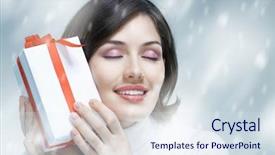  Presentation with christmas girl - Audience pleasing presentation consisting of beauty young girl with christmas gift backdrop and a sky blue colored foreground