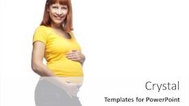 Presentation with pregnant woman - Beautiful presentation design featuring beauty young pregnant woman over white backdrop and a white colored foreground