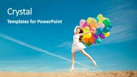  Presentation with sky rainbow - Slide deck featuring beauty young stylish woman with colored rainbow balloons in hands against the sky positive girl on nature smiling woman outdoors enjoying background and a gray colored foreground