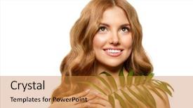  Presentation with indian woman face beauty - Presentation theme having beauty young woman with clean background and a gold colored foreground