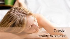  Presentation with spa - Beautiful PPT theme featuring beautyful blomde woman in spa backdrop and a  colored foreground