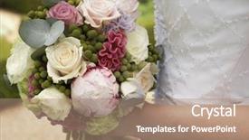  Presentation with bride - PPT theme enhanced with beautyful lady - bride holding bouquet background and a coral colored foreground