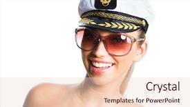  Presentation with naval - Cool new presentation theme with beautyful woman in naval cap backdrop and a lemonade colored foreground
