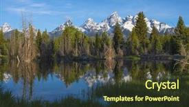  Presentation with teton - Slides featuring beaver den lodge along side smooth mirror reflection pond of teton mountains scenic landscape background and a tawny brown colored foreground