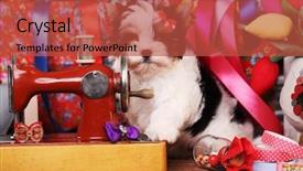  Presentation with sewing machine safety - Amazing presentation design having beaver puppy and a sewing backdrop and a red colored foreground