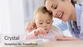  Presentation with baby girl - Beautiful theme featuring bebes - baby girl eating lunch backdrop and a  colored foreground