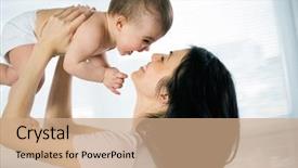  Presentation with happy baby - PPT layouts consisting of bebes - happy mother with adorable baby background and a coral colored foreground