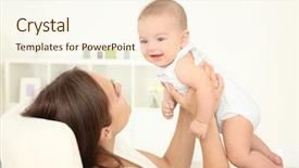  Presentation with cute baby - Slide deck with bebes - portrait of young mother playing background and a cream colored foreground