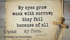  Presentation with bible psalms - Colorful slide set enhanced with because of all my foe backdrop and a mint green colored foreground