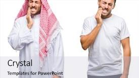  Presentation with collage - Theme featuring because of toothache or dental background and a  colored foreground