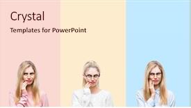  Presentation with beautiful young woman getting face - Audience pleasing PPT theme consisting of because of toothache or dental backdrop and a lemonade colored foreground