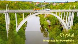  Presentation with bridge concrete - Presentation design featuring bechyne-bridge-or-bechyne-rainbow background and a tawny brown colored foreground