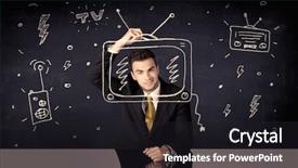  Presentation with television - Audience pleasing PPT theme consisting of becoming a famous actor backdrop and a dark gray colored foreground