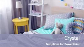  Presentation with bedroom modern - PPT layouts featuring modern interior of the child' background and a light blue colored foreground
