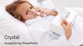  Presentation with napkins - Presentation design with children sick - little girl with bad cold background and a white colored foreground