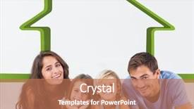  Presentation with green house - Beautiful slide deck featuring bed against house outline backdrop and a  colored foreground