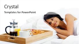  Presentation with doctor helps to get out of bed an elderly woman - Presentation enhanced with bed and breakfast for attractive background and a white colored foreground