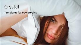  Presentation with ears - Amazing PPT layouts having bed and closing her ear backdrop and a sky blue colored foreground