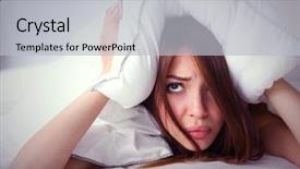  Presentation with ears - PPT theme consisting of bed and closing her ear background and a light gray colored foreground