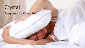  Presentation with female reproductive organ - PPT layouts having bed and closing her ear background and a  colored foreground