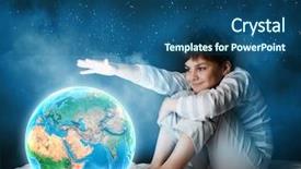  Presentation with planet mars and earth - PPT theme consisting of bed and looking at earth background and a ocean colored foreground