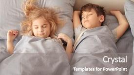  Presentation with children therapy - Cool new PPT theme with bed at home family bedtime backdrop and a gray colored foreground