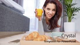  Presentation with bed hotel - Presentation design consisting of bed at home or hotel background and a coral colored foreground