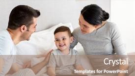  Presentation with hotel technology - Slide deck having bed at home or hotel background and a coral colored foreground