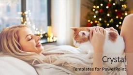  Presentation with pets - Audience pleasing presentation theme consisting of bed at home over christmas backdrop and a coral colored foreground